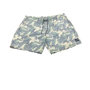 Hurley Men's 33 Green Camo Drawstring Pockets Swim Shorts